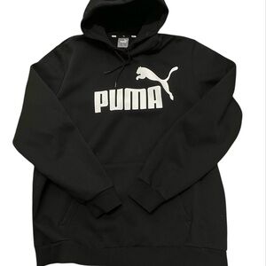 Puma Men's Black and White Logo Hoodie